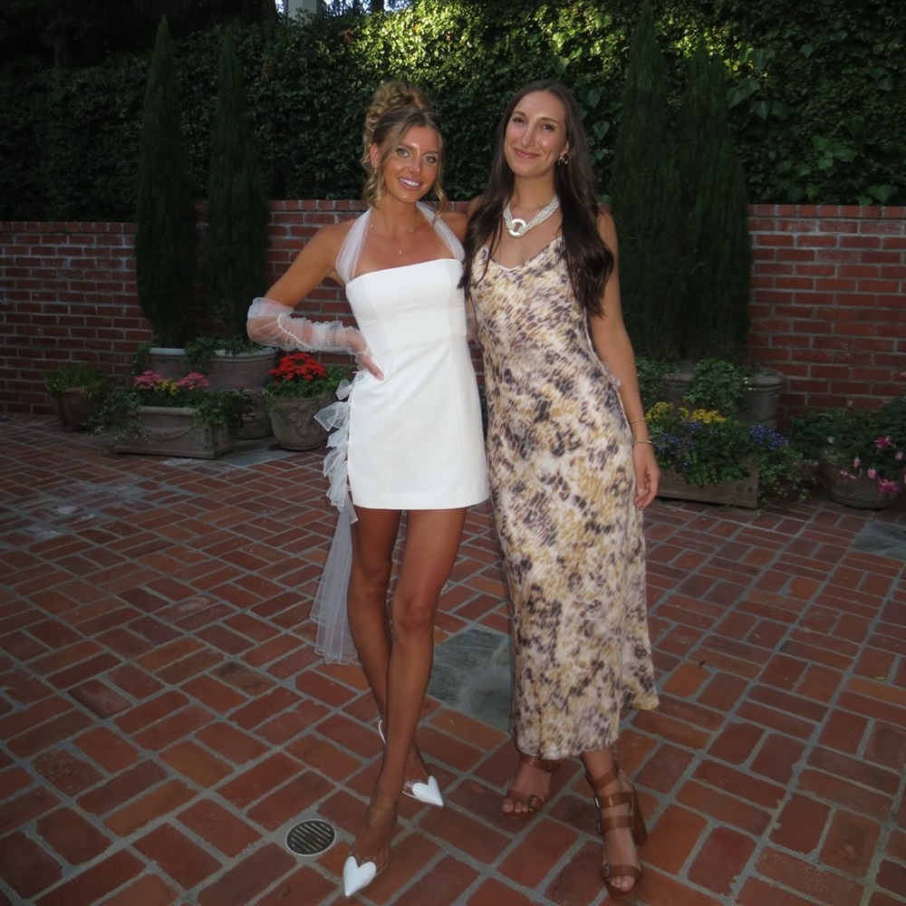 Lovers and friends white mini dress with gloves